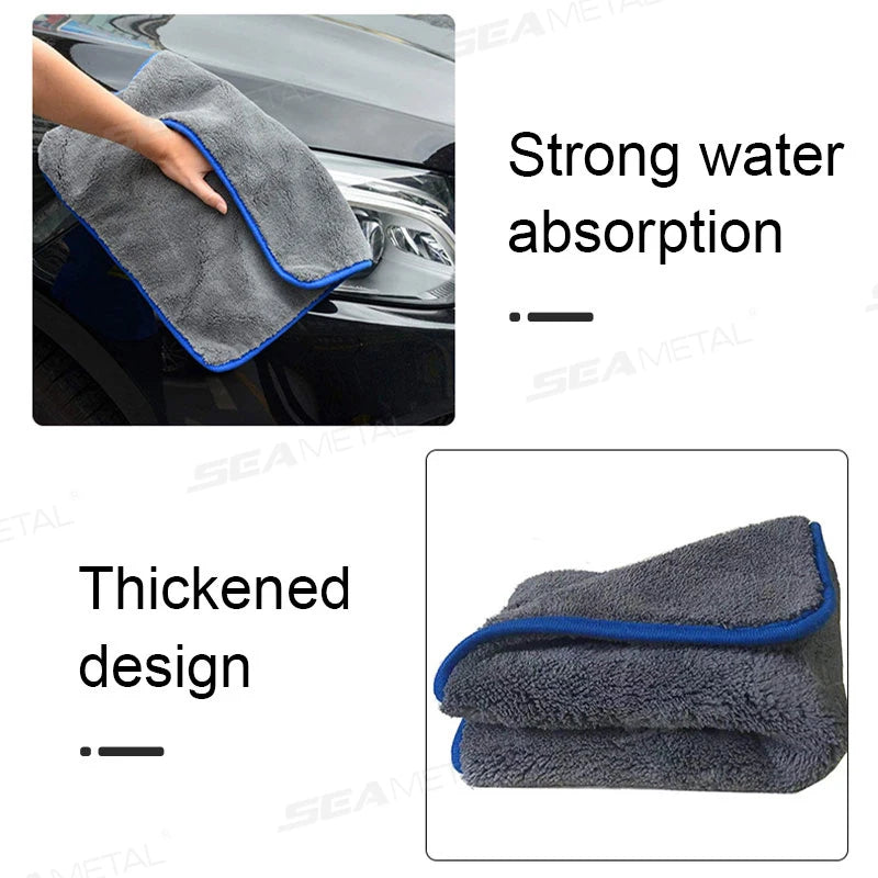 SEAMETAL 1200GSM Coral Fleece Deluxe Car Wash Microfiber Towel Plush Cleaning Drying Cloth Car Wash Towels 40x40/40x60/60x90cm