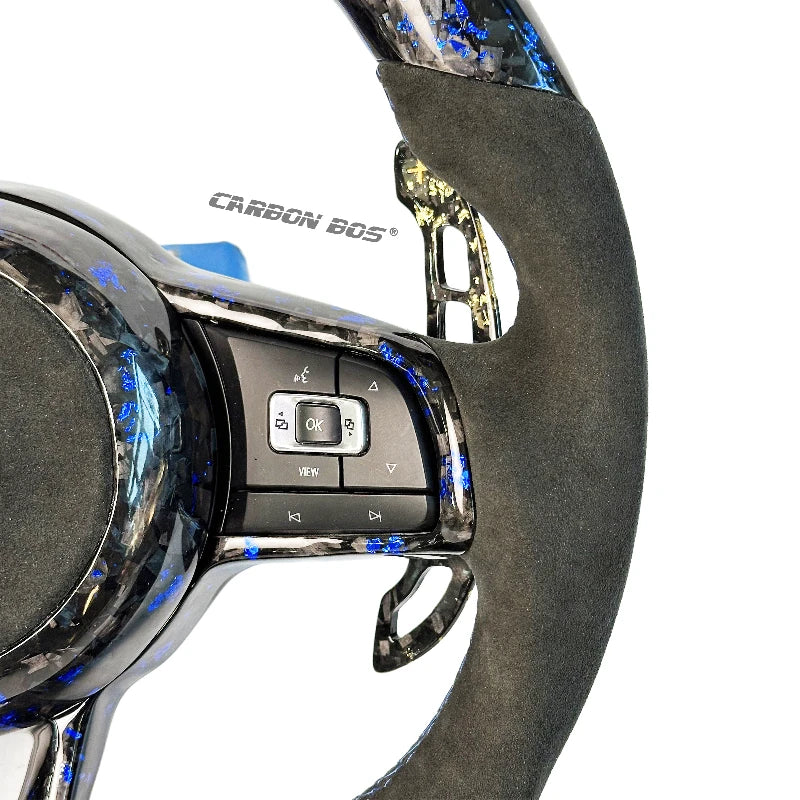 LED For Volkswagen Golf MK5 MK6 MK7 7.5 GTI GTD GTE R Polo Custom Carbon Fiber R Line Sports Steering Wheel Alcantara