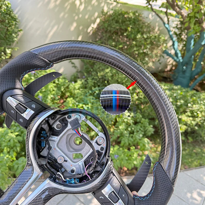 Suitable for BMW 3/4/5/X5 series F30 F10 F15 F20 F34, carbon fiber steering wheel with carbon fiber magnetic paddles, pure carbo