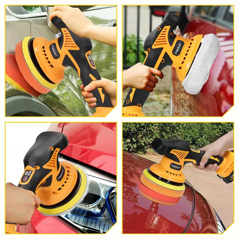 MELLWIN 6000rpm 8Gears Digital Display Cordless Electric Polisher Car Polishing Waxing Sanding Machine For Makita 18VBattery Pin