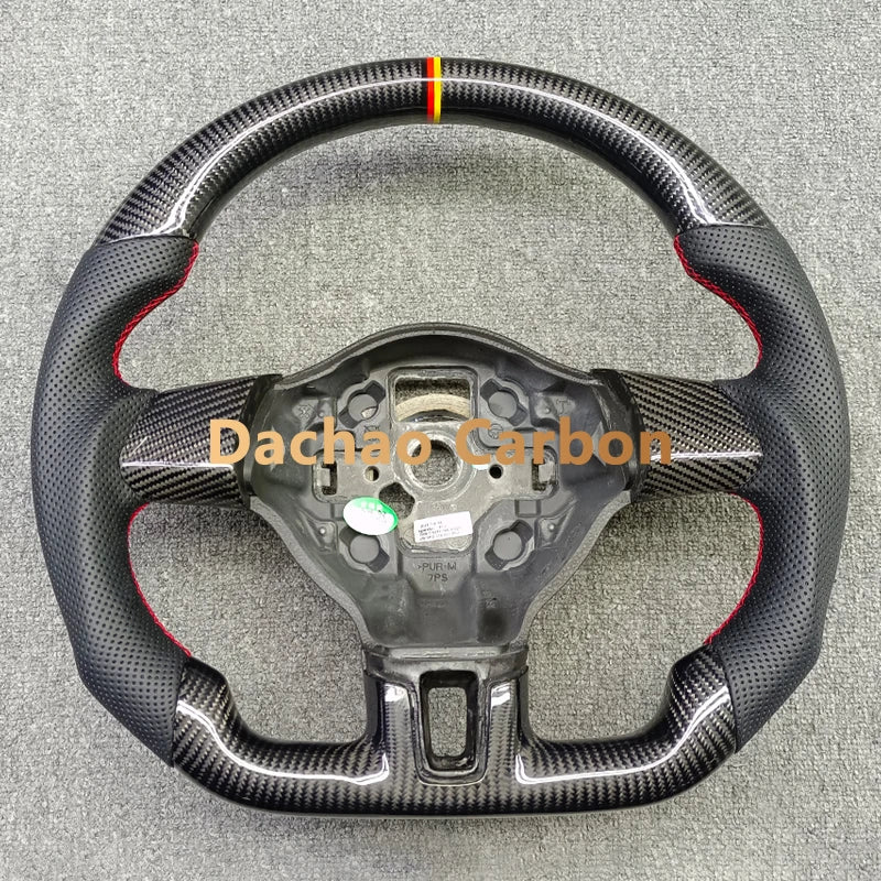 Real Carbon Fiber Steering Wheel For Volkswage VW Golf 6 6R GTI High Quality Leather Custom Style