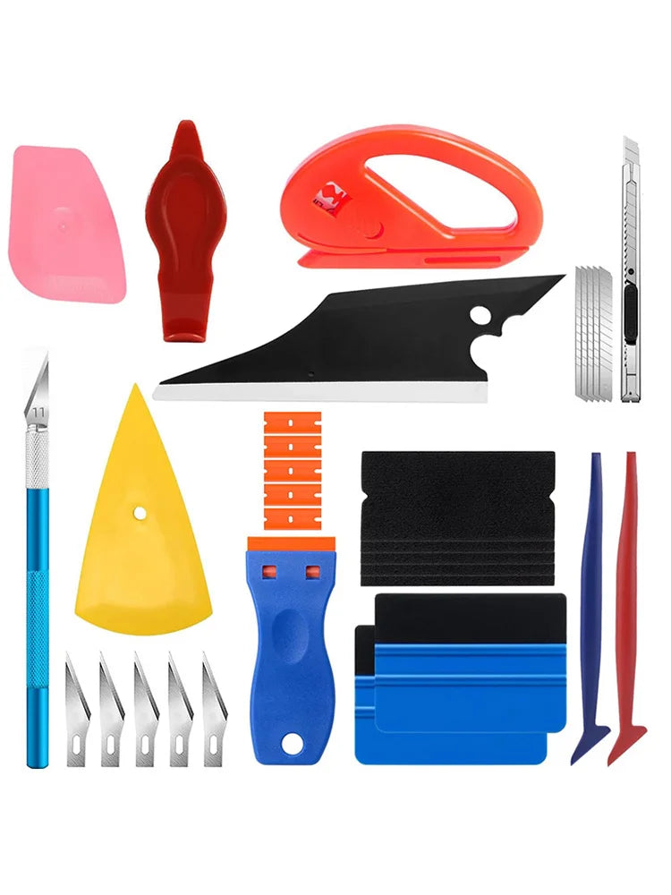 Car Wrapping Tools Window Tinting Tools Kit Wrap Knife Felt Squeegee Vinyl Spatula Plastic Scraper ﻿Film Covering Foil Tool