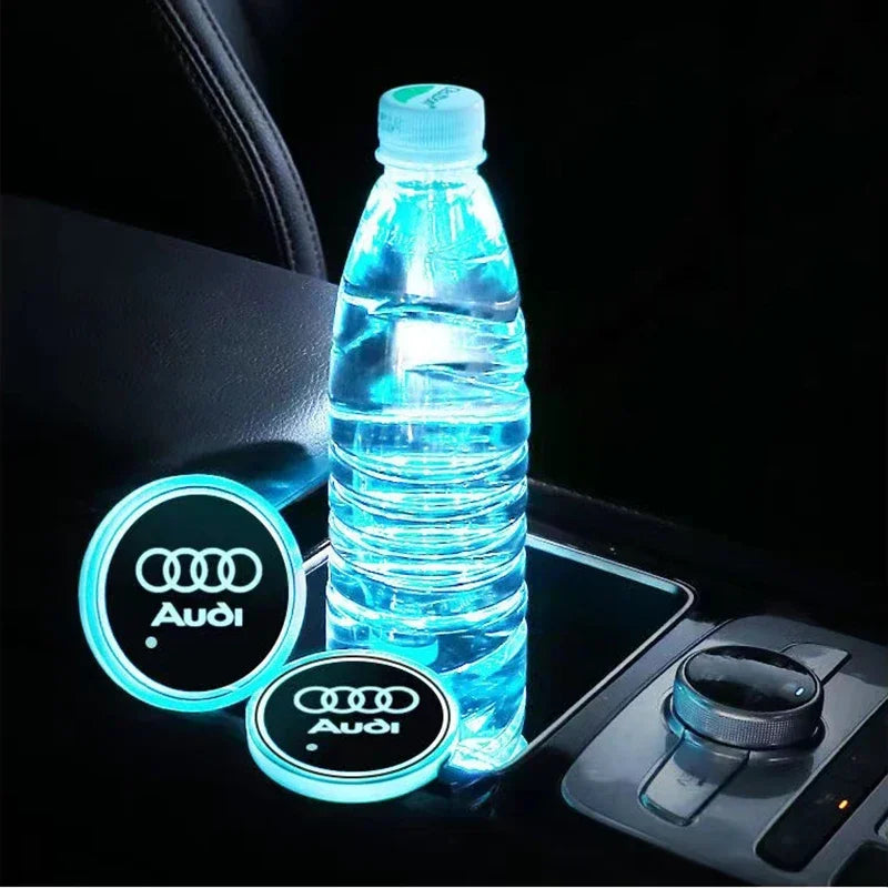 7 Color LED Car Cup Holder Light Luminous Coaster Water Cup Pad For Audi Sline A3 A4 A5 A6 A7 A8 Q3 Q5 Q7 S3 S4 S5 S6 S7 B6 B7
