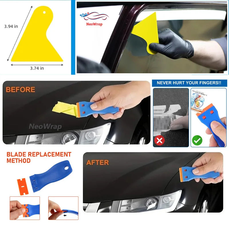 Car Wrapping Tools Kit Vinyl Scraper Cutter Film Squeegee Vinyl Spatulas Wrap Foil Tool Window Tinting Tools Car Accessories