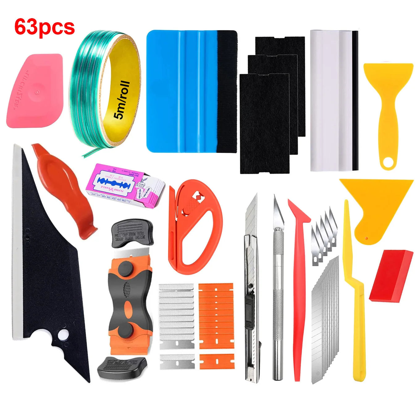 Car Wrapping Tools Kit Finish Line Vinyl Wrap Cutting Kit Window Film Tinting Tool Auto Foil Set Vinyl Tint Squeegee Scraper