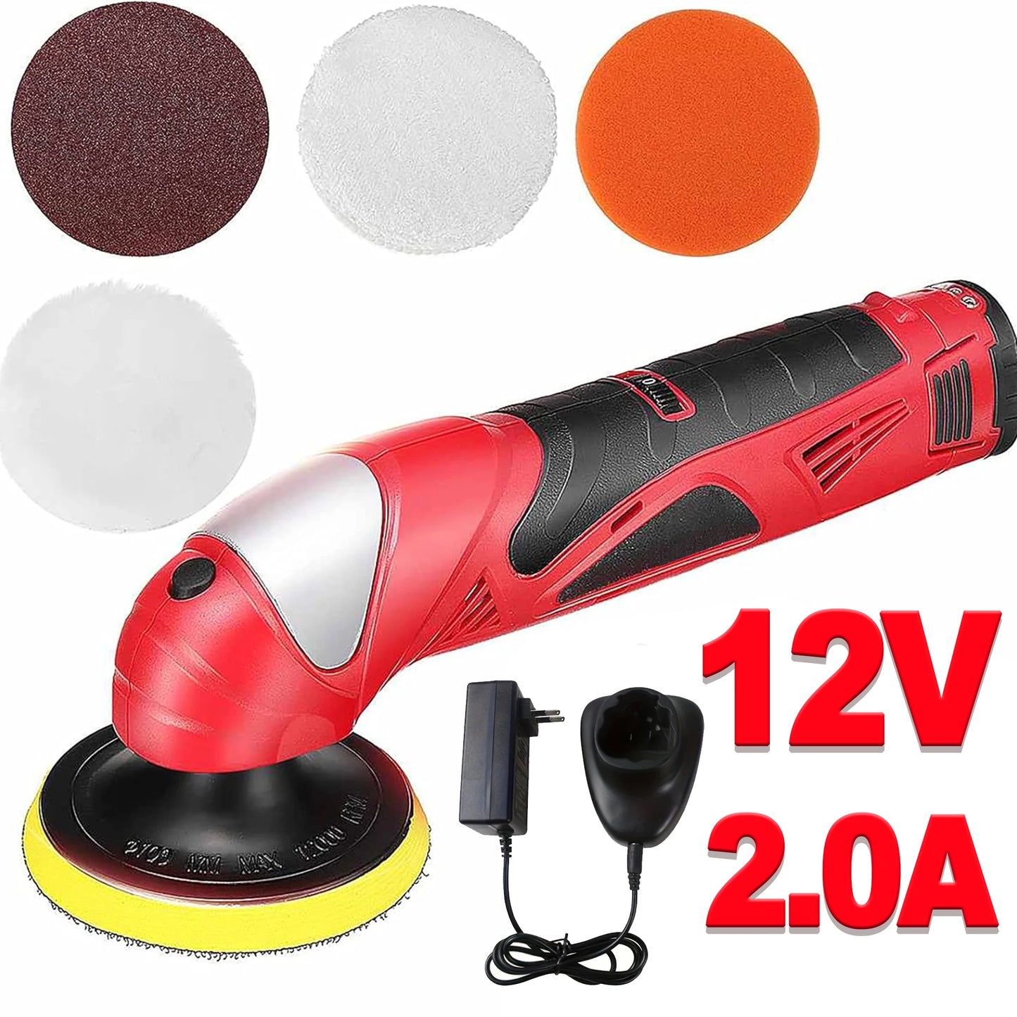 12V Compact Polisher Vehicle Buffer Polisher Rechargeable Cordless Portable Car Scratch Repair Machine with Lithium Battery