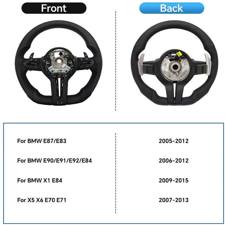 COIKA Upgrade Leather Steering Wheel Suitable For BMW F20 F21 F30 F34 F36 F10 F11 F01 F25 F26 E90 E87 E70 E84 With Black Chrome