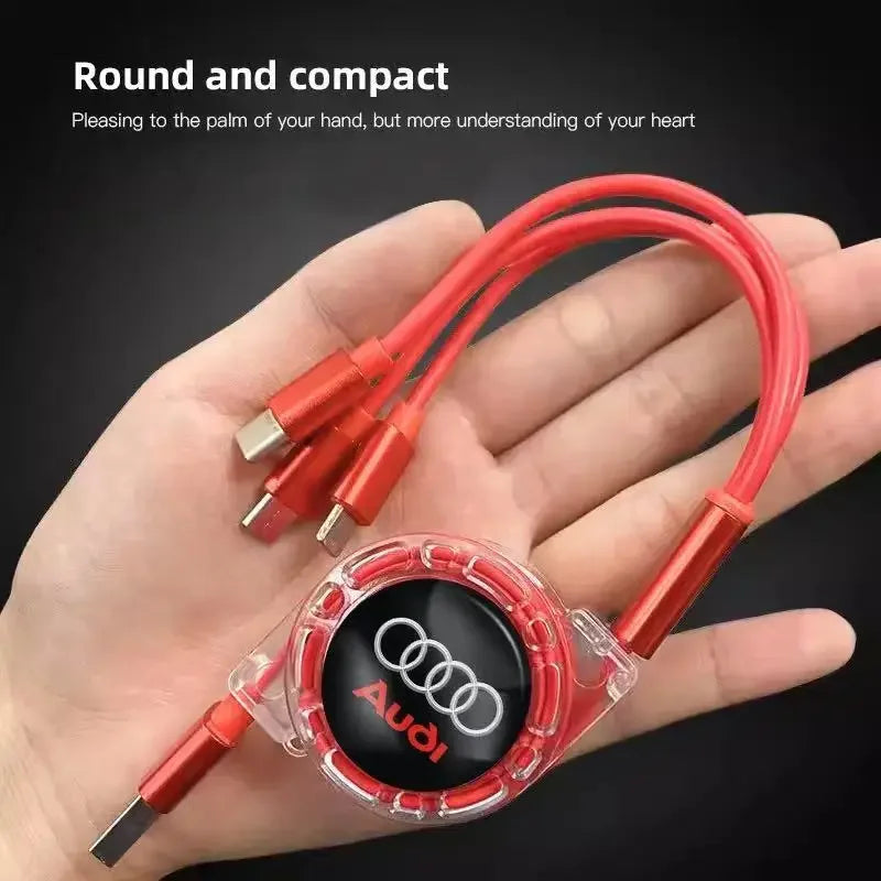 3 In 1 Micro USB Type C Charging Cable Multi Charger For Audi sline A1 A2 A3 A4 A5 A6 A7 A8 Q1 Q2 Q3 Q4 Q5 Q6 Q7 Q8 TT S5 B8