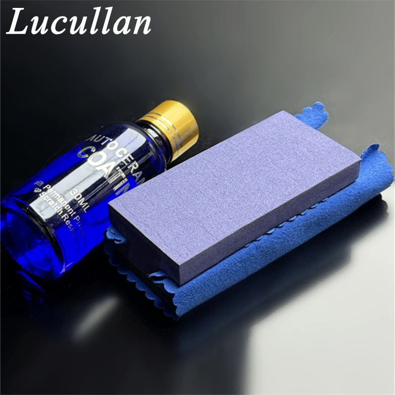 Lucullan Purple Ceramic Coating Applicator With Dark Blue Suede Clothes Perfect Kit For Car Ceramic Coating