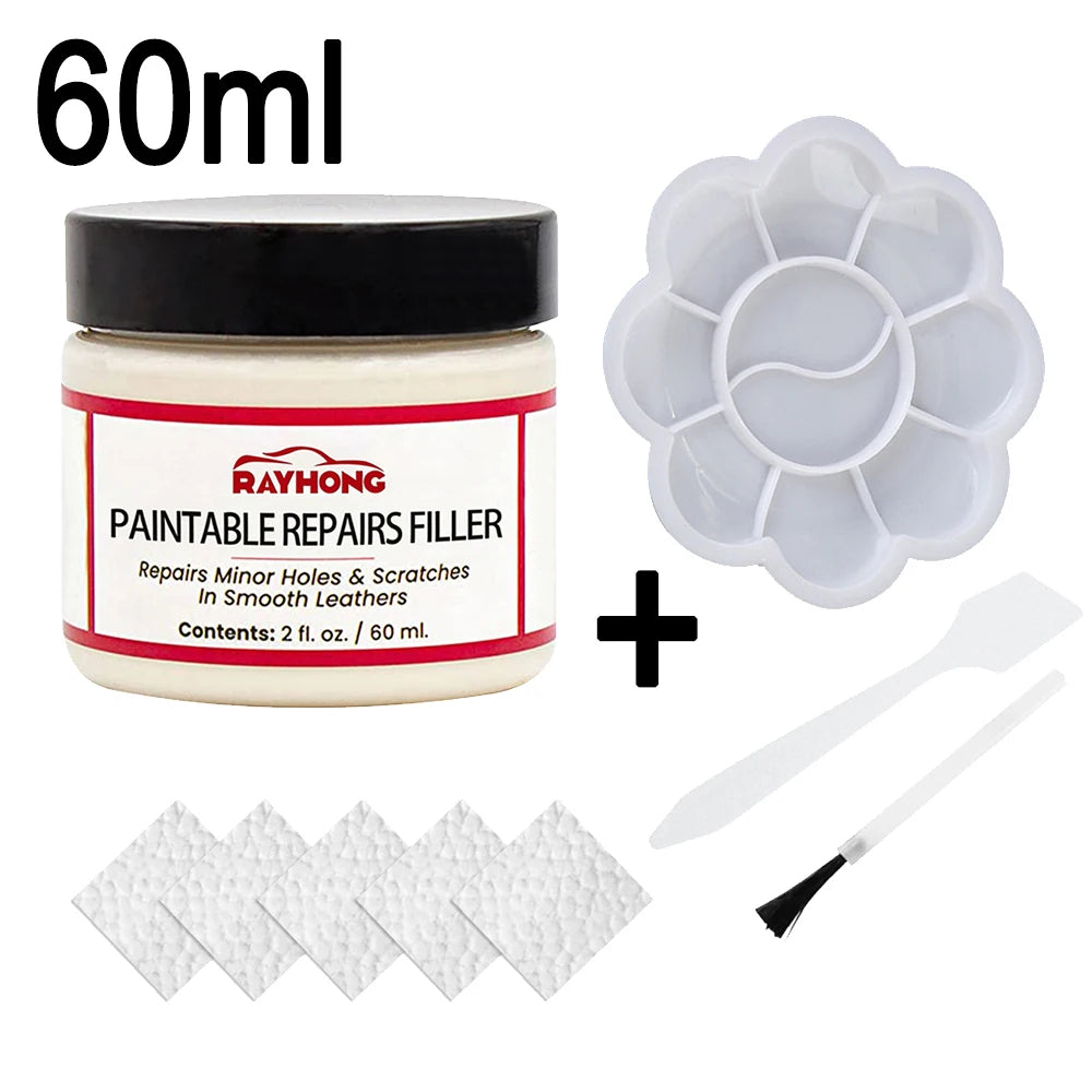 60/20ml Leather Repair Filling Paste Compound Leather Restoration Cream Auto Leather Car Repair Scratches Cracks Sofa Car Seat