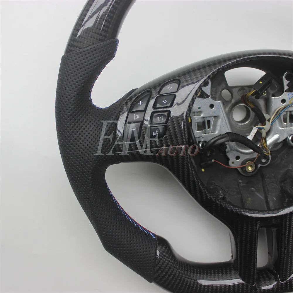 Replacement Real Carbon Fiber Steering Wheel with Leather for BMW E46 3 Series 1997-2006