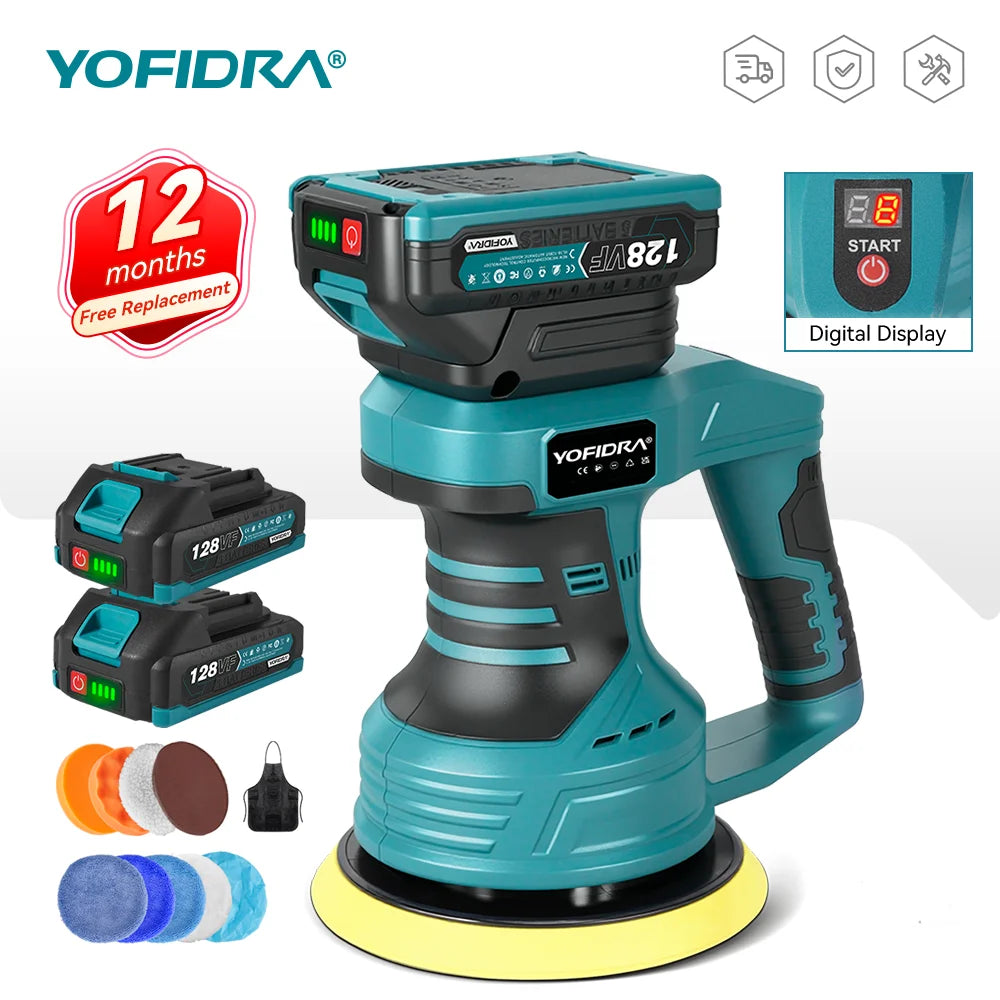 YOFIDRA Cordless Car Polisher 8 Gears Adjustable Electric Polishing Machine Auto Waxing Rotary Polish For Makita 18V Battery Pin