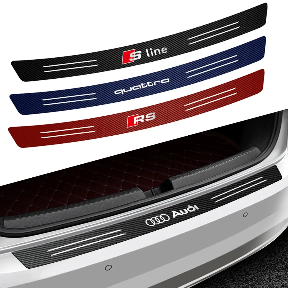 1Set Car Rear Bumper Trunk Load Edge Protective Stickers for Audi Sline S3 S4 S5 S6 S7 RS Quattro Q7 Q5 Q3 A4 B8 8P A3 A6 C7 A5