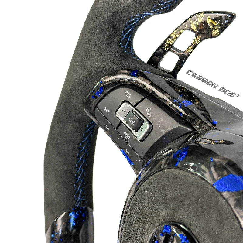 LED For Volkswagen Golf MK5 MK6 MK7 7.5 GTI GTD GTE R Polo Custom Carbon Fiber R Line Sports Steering Wheel Alcantara