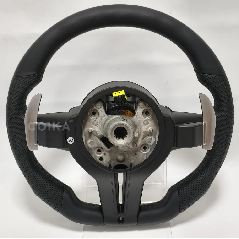 COIKA Upgrade Leather Steering Wheel Suitable For BMW F20 F21 F30 F34 F36 F10 F11 F01 F25 F26 E90 E87 E70 E84 With Black Chrome
