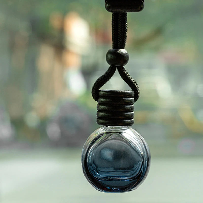 1Psc Black Cap Dyed Square Cap Empty Bottle Car Essential Oil Diffuser Fragrance Air Freshener Scent Perfume Bottle Ornament