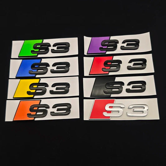 3D ABS Chrome Green Yellow Purple Blue Black Logo S3 Emblem Sticker Car Rear Trunk Badge For Audi S3 8V 8P 8L 8Y S 3 Accessories