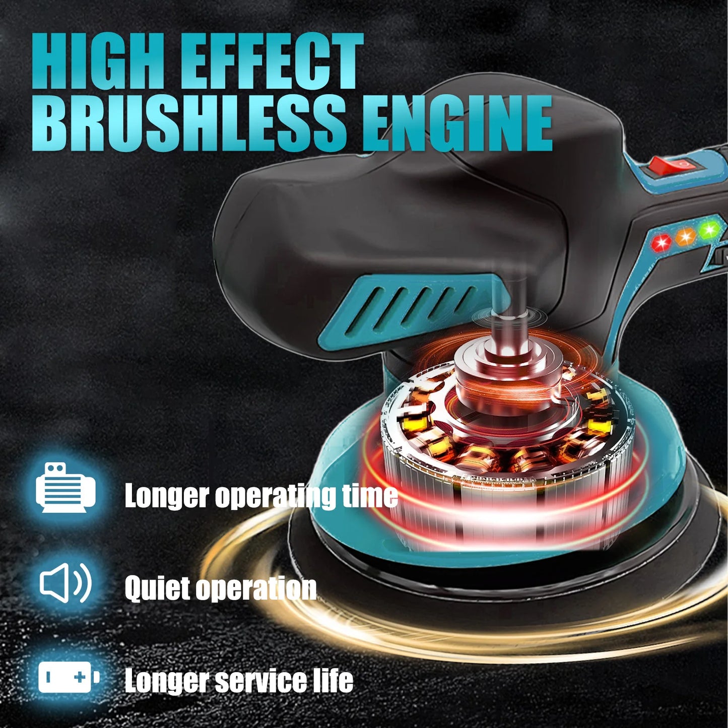 Cordless Car Buffer Polisher, 6 Variable Speed Orbital Polisher, for Car Detailing Polishing Compatible with Makita 18v