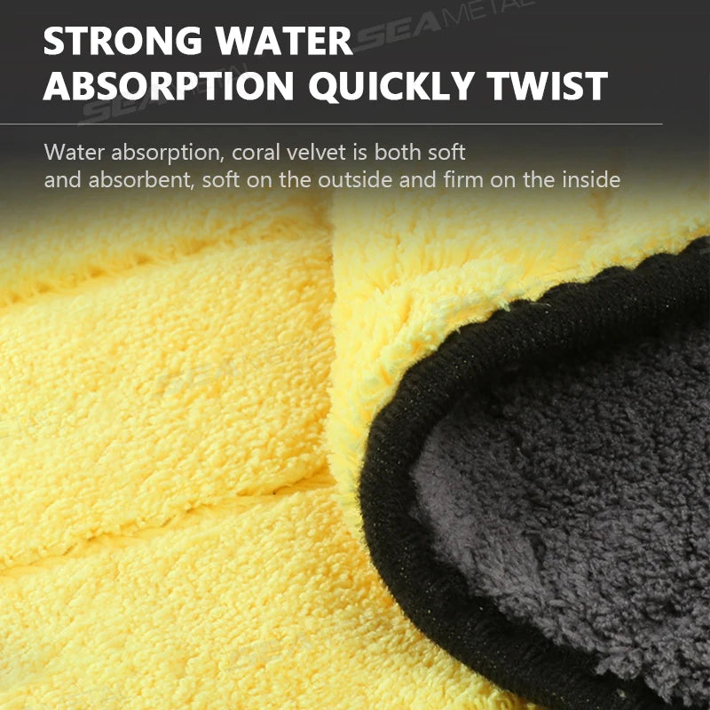 SEAMETAL Microfiber Car Cleaning Towel 800GSM Thicken High Abosorbent Washing Drying Cloth Ultra-Soft Scratch-Free Clean Towels