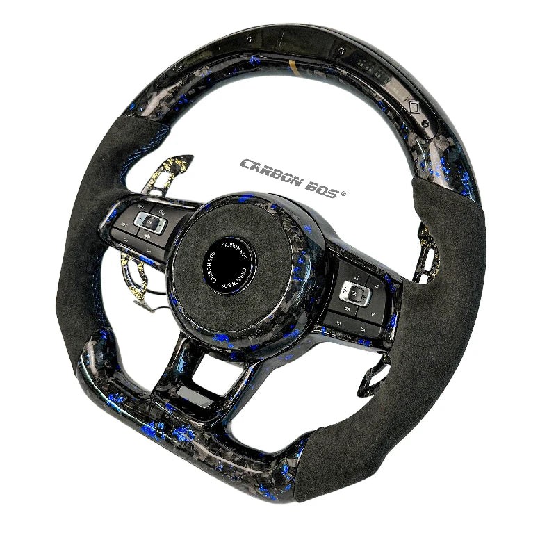 LED For Volkswagen Golf MK5 MK6 MK7 7.5 GTI GTD GTE R Polo Custom Carbon Fiber R Line Sports Steering Wheel Alcantara