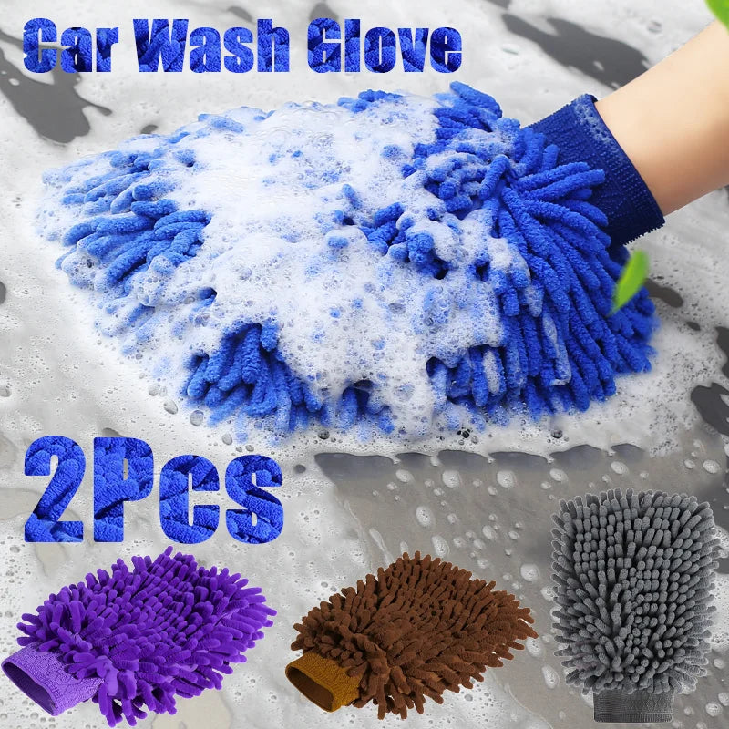 Microfiber Car Wash Cloth Gloves Automotive Double-sided Cleaning Drying Towels Thicken Chenille Vehicle Window Glass Supplies