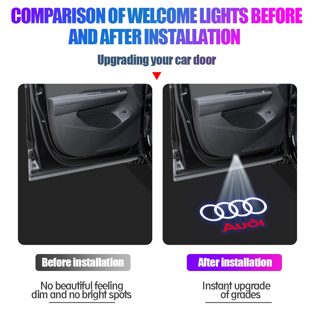 LED Car Door Logo Welcome Light Laser Projector Lamp For Audi Sline S3 S4 S5 S6 S7 RS Quattro Q7 Q5 Q3 A4 B8 8P A3 A6 C7 A5 A6L