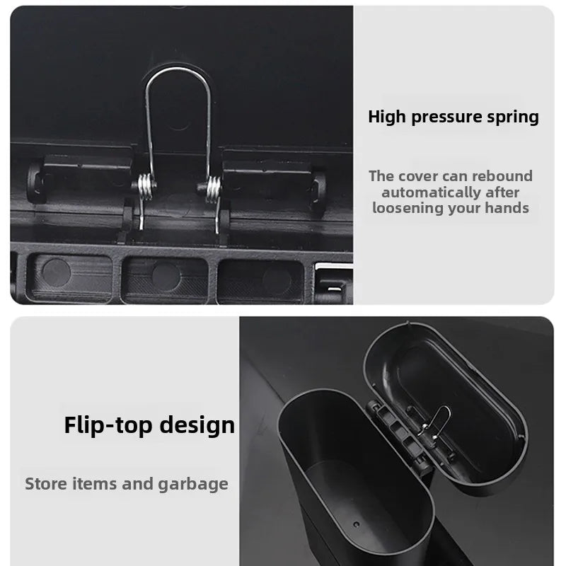 For Hyundai Grandeur GN7 KONA Electric SX2 2023~2025 Car Trash Bin Black Square Pressing Portable Trash Can Interior Accessories