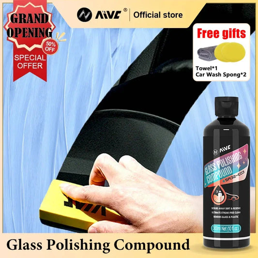 AIVC Glass Polishing Compound Car Windshield Oil Film Remover Deep Cleaner Paste Film Removal Cream Clear Window Auto-Detailing