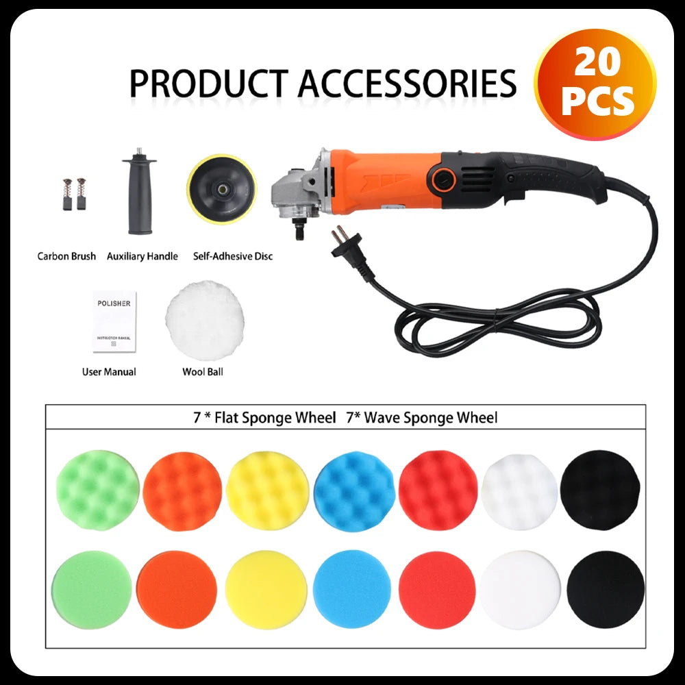 Podofo 1200W Rotary Car Buffer Polisher Waxer Detachable Handle for Boat Car Polishing and Waxing 8800RPM Sponge Rotary Polisher