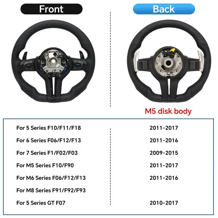 COIKA Upgrade Leather Steering Wheel Suitable For BMW F20 F21 F30 F34 F36 F10 F11 F01 F25 F26 E90 E87 E70 E84 With Black Chrome
