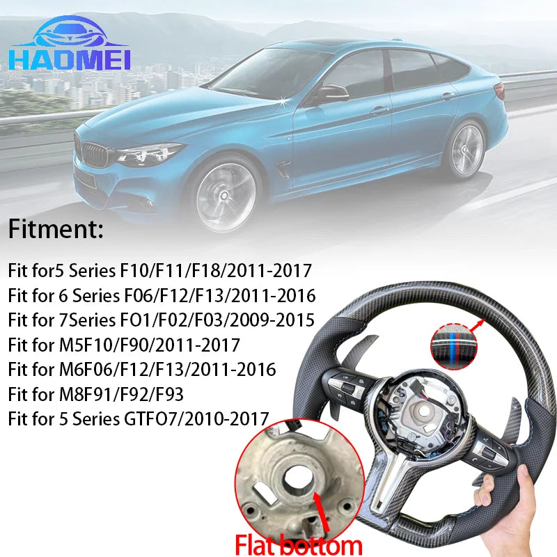 Suitable for BMW 3/4/5/X5 series F30 F10 F15 F20 F34, carbon fiber steering wheel with carbon fiber magnetic paddles, pure carbo