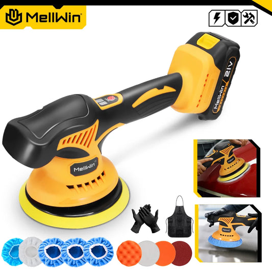 MELLWIN 6000rpm 8Gears Digital Display Cordless Electric Polisher Car Polishing Waxing Sanding Machine For Makita 18VBattery Pin