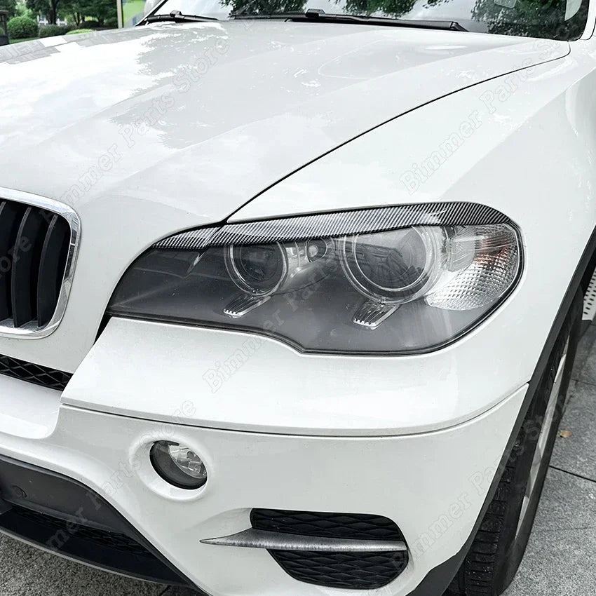 Car Front Headlight Eyebrows Eyelid Lid Trim Lamp Cover Sticker for BMW X5 E70 30d 48i 30i 35d 40d 30d 50i 35i M50d 2006-2013