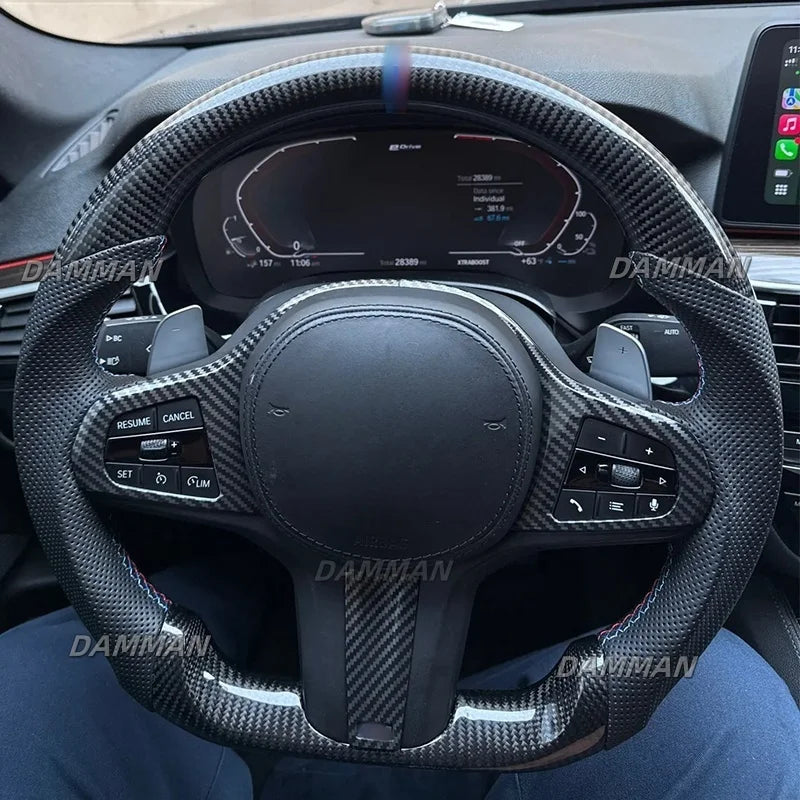 Real Carbon Fiber LED Steering Wheel With Heated For BMW M3 Series G20 G21 G22 G23 G80 G82 G26 G29 G83 Leather Steering Wheel