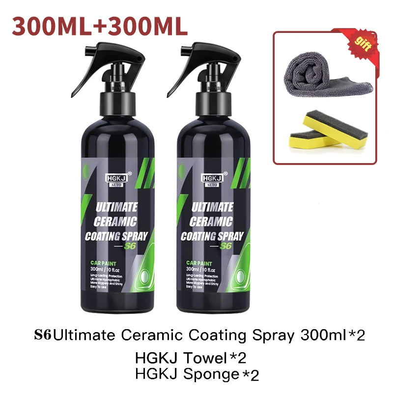 HGKJ S6 Car Ceramic Coating Spray Mirror Shine Liquid Waterproof Car Nano Crystal Wax Hydrophobic Spray Paint Care Assesories