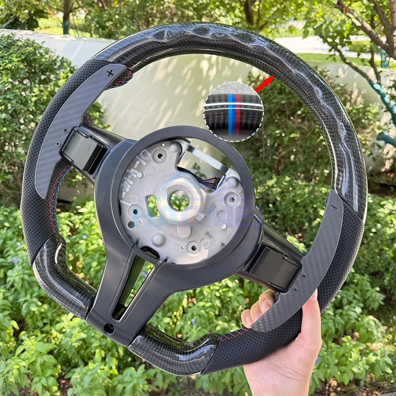 Suitable for BMW 3/4/5/X5 series F30 F10 F15 F20 F34, carbon fiber steering wheel with carbon fiber magnetic paddles, pure carbo