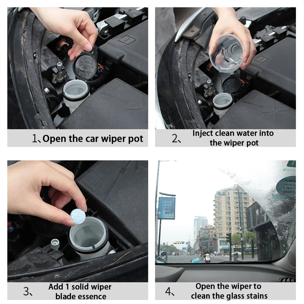 200-10pc Solid Cleaner Car Windscreen Cleaner Effervescent Tablet Auto Wiper Glass Solid Cleaning Concentrated Tablets Detergent
