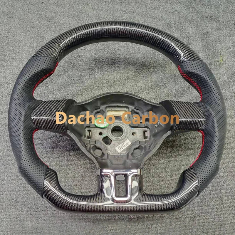 Real Carbon Fiber Steering Wheel For Volkswage VW Golf 6 6R GTI High Quality Leather Custom Style