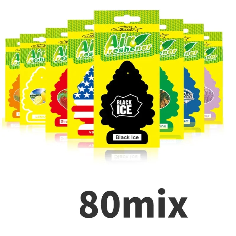 3-80pcs Christmas Tree Car Air Freshener Natural Scented Tea Paper Hanging Fragrance for Home and Auto Interior