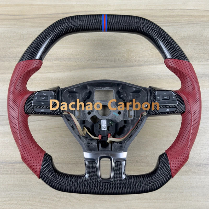 Real Carbon Fiber Steering Wheel For Volkswage VW Golf 6 6R GTI High Quality Leather Custom Style