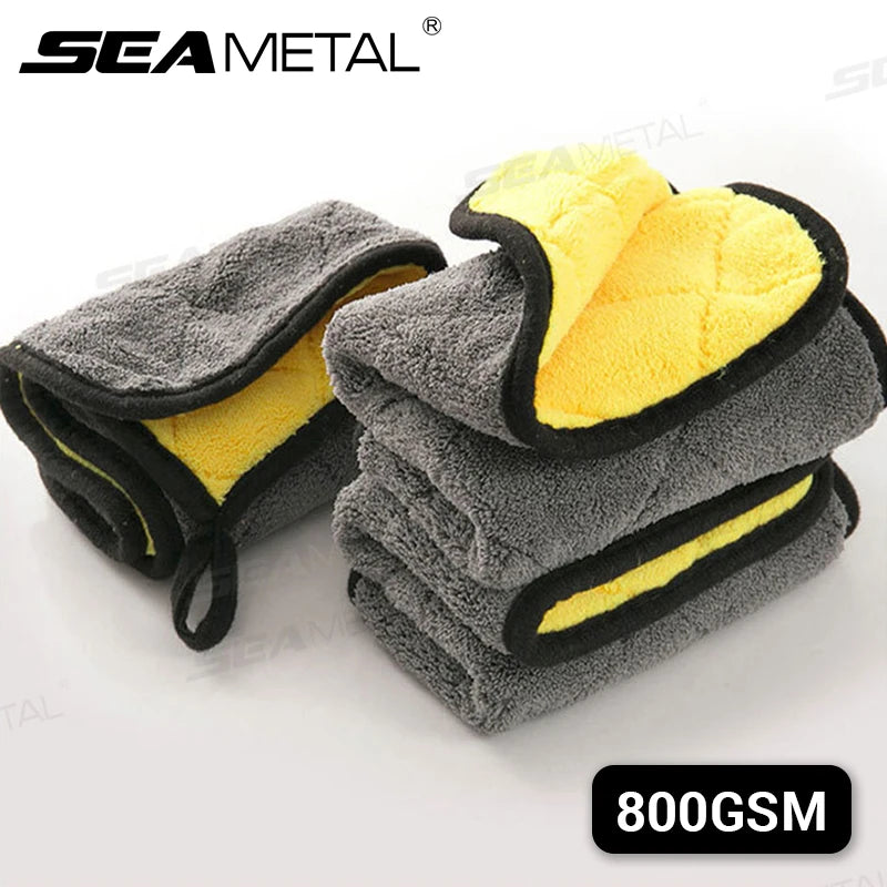SEAMETAL Microfiber Car Cleaning Towel 800GSM Thicken High Abosorbent Washing Drying Cloth Ultra-Soft Scratch-Free Clean Towels