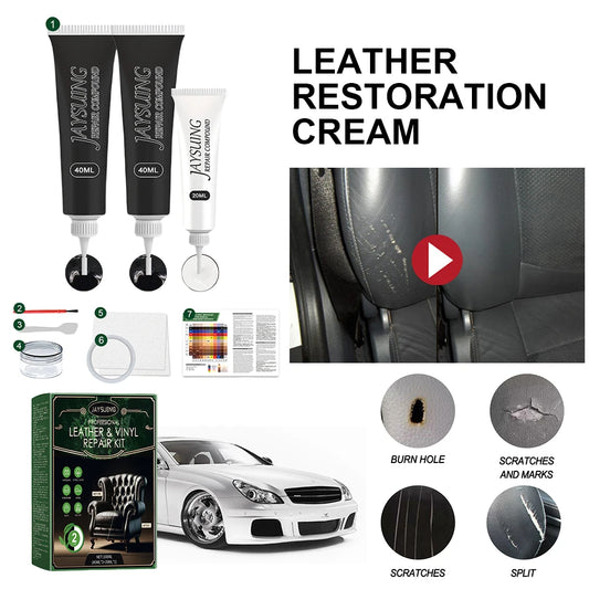 Black Leather & Vinyl Repair Kit Leather Scratch Repair Kit Leather Color Restorer for Couches Furniture Car Seats Purse Jacket