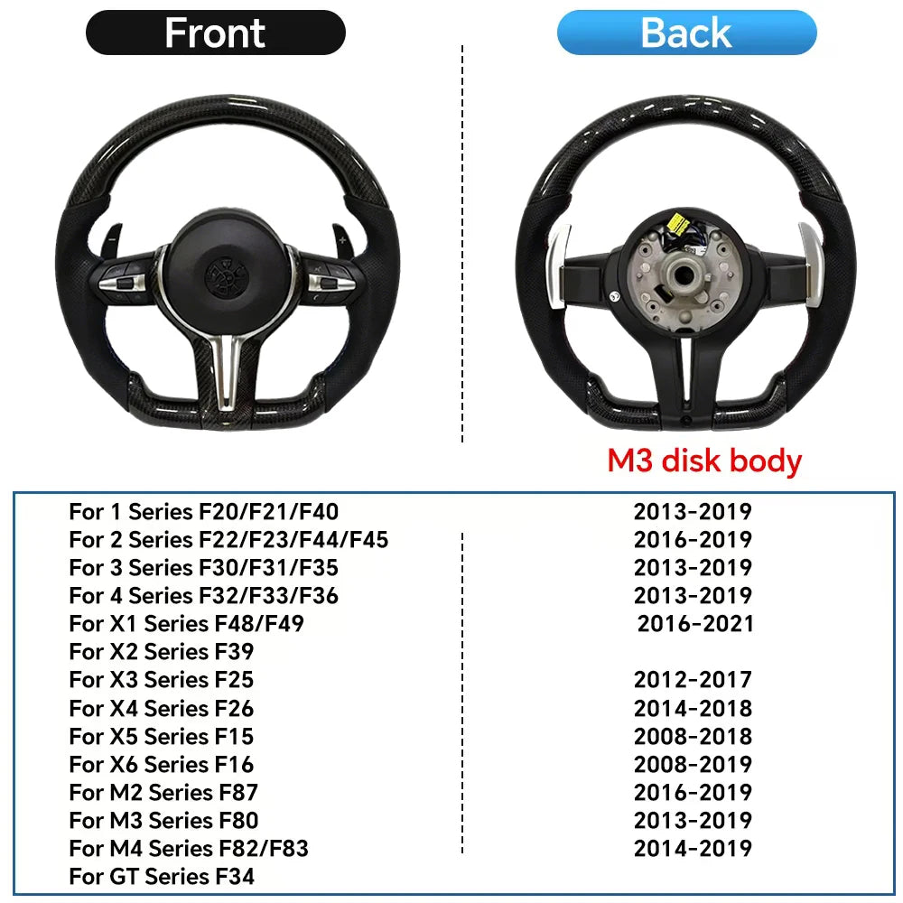 Suitable For BMW F10 F11 F20 F21 F30 F31 F34 F32 F33 F36 F22 F23 M3 M5 X5 X6 E70 E90 E87 E84 Carbon Fiber M Sport Steering Wheel