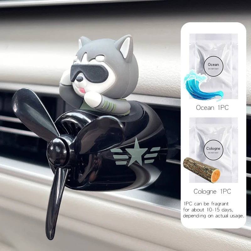 Rotating airplane pilot bear car air freshener accessories interior decoration fan vent clip perfume fragrance diffuser ornament