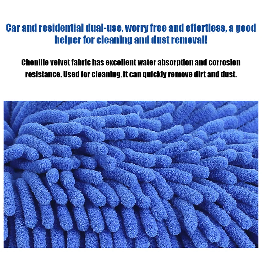 Microfiber Car Wash Cloth Gloves Automotive Double-sided Cleaning Drying Towels Thicken Chenille Vehicle Window Glass Supplies