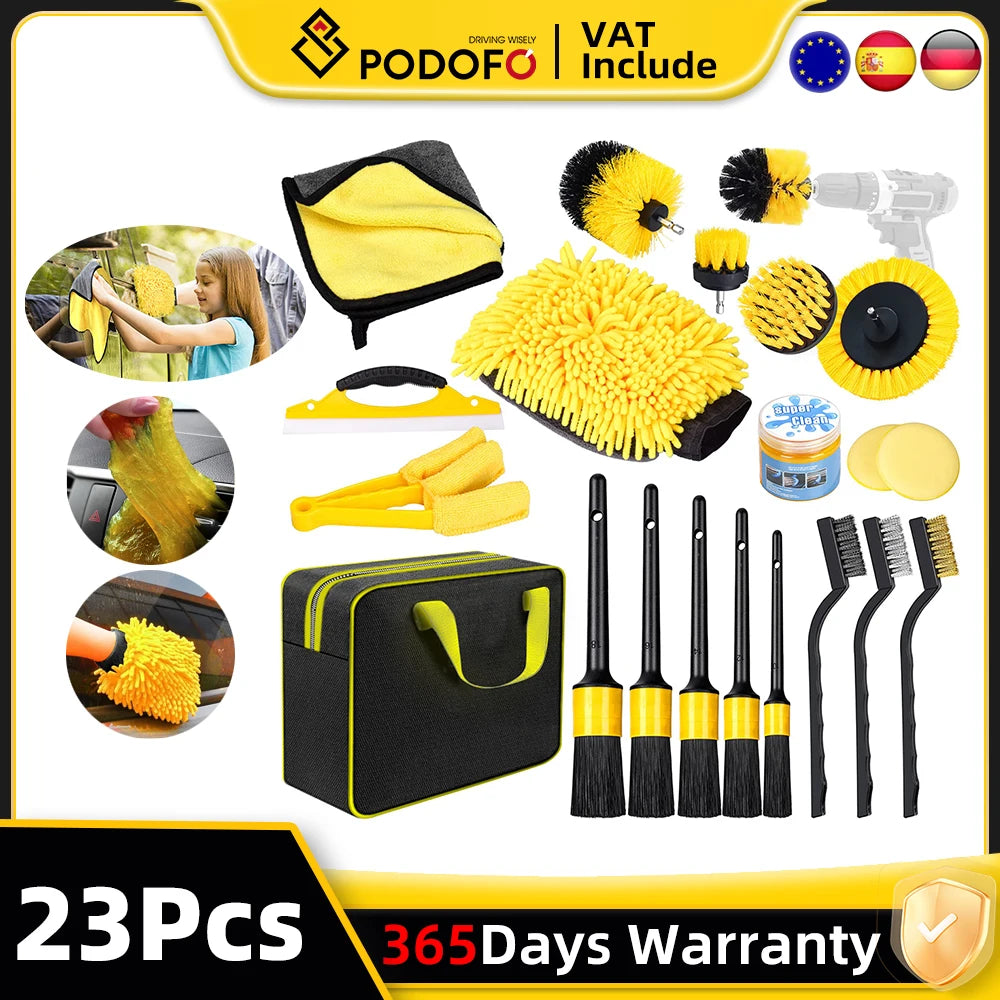 20Pcs Car Cleaning Drill Brush Kit Details Brush Attachments for Polishing Wheels Interior Car Wash Brush Car Beauty Brush