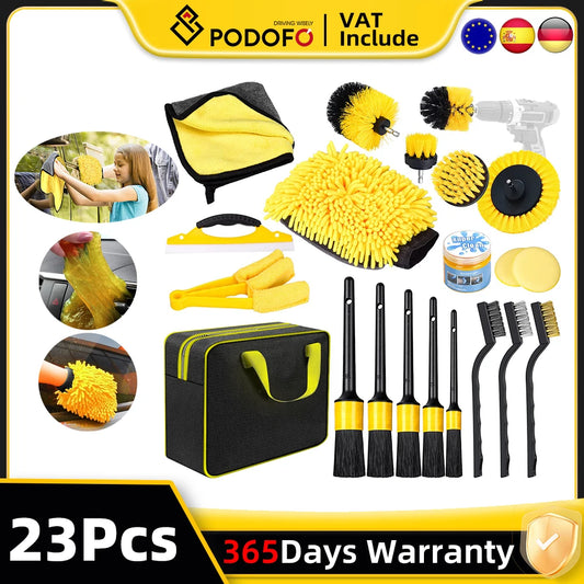 20Pcs Car Cleaning Drill Brush Kit Details Brush Attachments for Polishing Wheels Interior Car Wash Brush Car Beauty Brush