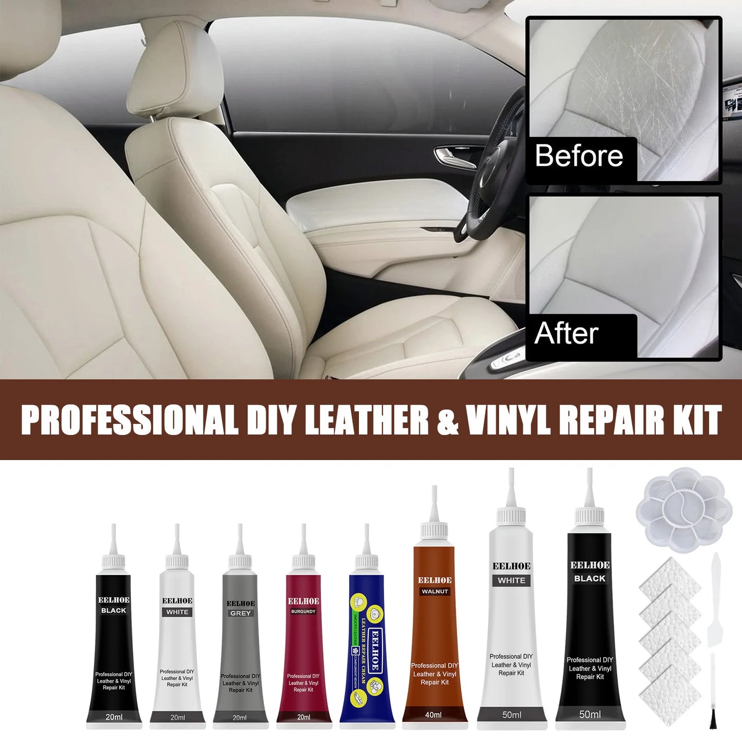 Leather Car Seat Repair Car Scratches for Furniture Sofa and Purse Leather Finish Leather Repair Gel for Car Maintenance Paste
