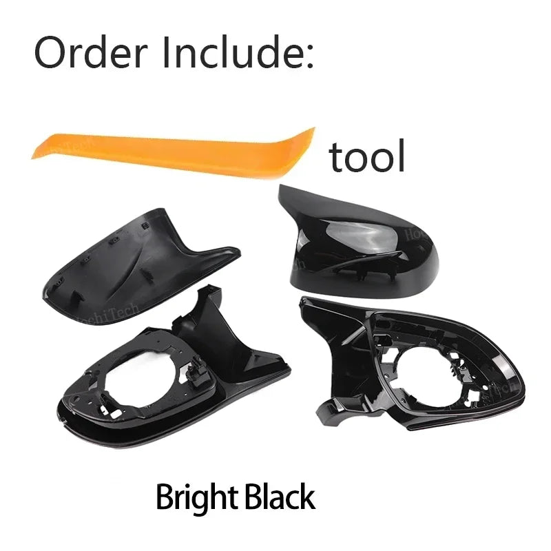 4pcs Carbon Fiber Look Black Rear View Side Mirror Cover Caps Shell Case for BMW X3 iX3 G01 G08, X4 G02, X5 G05, X6 G06, X7 G07