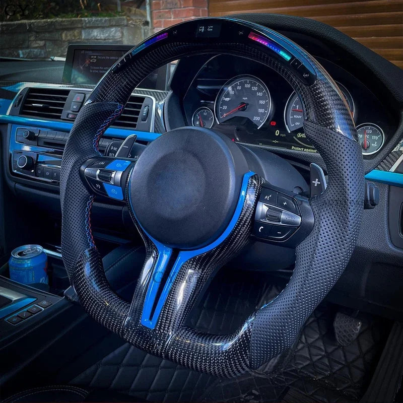LED Steering Wheel Carbon Fiber Fit For BMW M1 M2 M3 M4 M5 M6 F30 F10 F15 F16 F32 F80 F82 3 4 5 6 X3 X5 Customized Sport Wheel